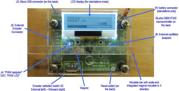 AS541X-DB-1.0, Demo Board based on AS5410 3D-Hall Encoder Absolute Linear