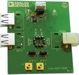 EVAL-ADG772EBZ, Evaluation Board for ADG772 CMOS Low Power Dual 2:1 Mux/Demux USB 2.0 (480 Mbps)/USB 1.1 (12 Mbps)