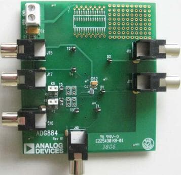 EVAL-ADG884EBZ, Evaluation Board for the ADG884 Dual 2:1 Mux/SPDT Audio Switch