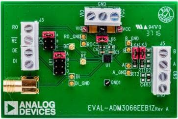 EVAL-ADM3066EEB1Z, Evaluation Board for Evaluating the ADM3066EBCPZ 3V to 5.5V, ±12 kV IEC ESD Protected, 50 Mbps RS-485 Transceiver