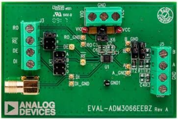 EVAL-ADM3066EEBZ, Evaluation Board for Evaluating the ADM3066EBRMZ 3V to 5.5V, ±12 kV IEC ESD Protected, 50 Mbps RS-485 Transceiver