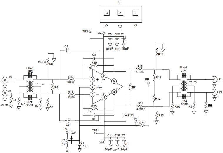 AD8132EV, Evaluation Board based on AD8132 Low-Cost, High-Speed Differential Amplifier