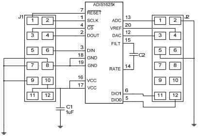 ADIS16251/PCBZ, Evaluation Board based on ADIS16251 Programmable Low Power Gyroscope