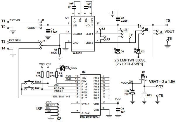 W-5612EVAL1, Evaluation Board for W-5612 Camera Flash LED Driver