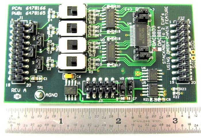 DAC8803EVM, Evaluation Board using DAC8803 quad, serial input, 14-bit multiplying Digital to Analog Converter