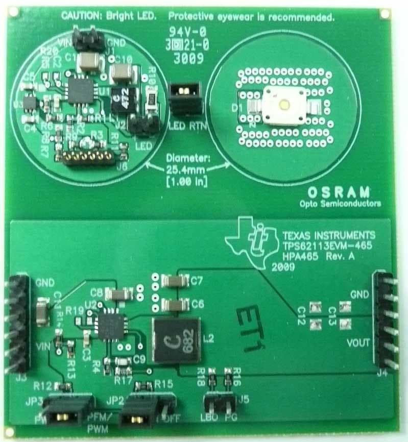 TPS62113EVM-465 WLED Drive and Voltage Regulator evaluation module