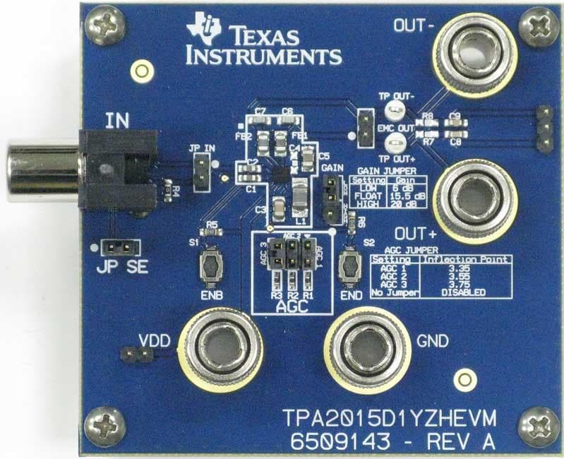 TPA2015D1YZH Audio Power Amplifier Evaluation Module