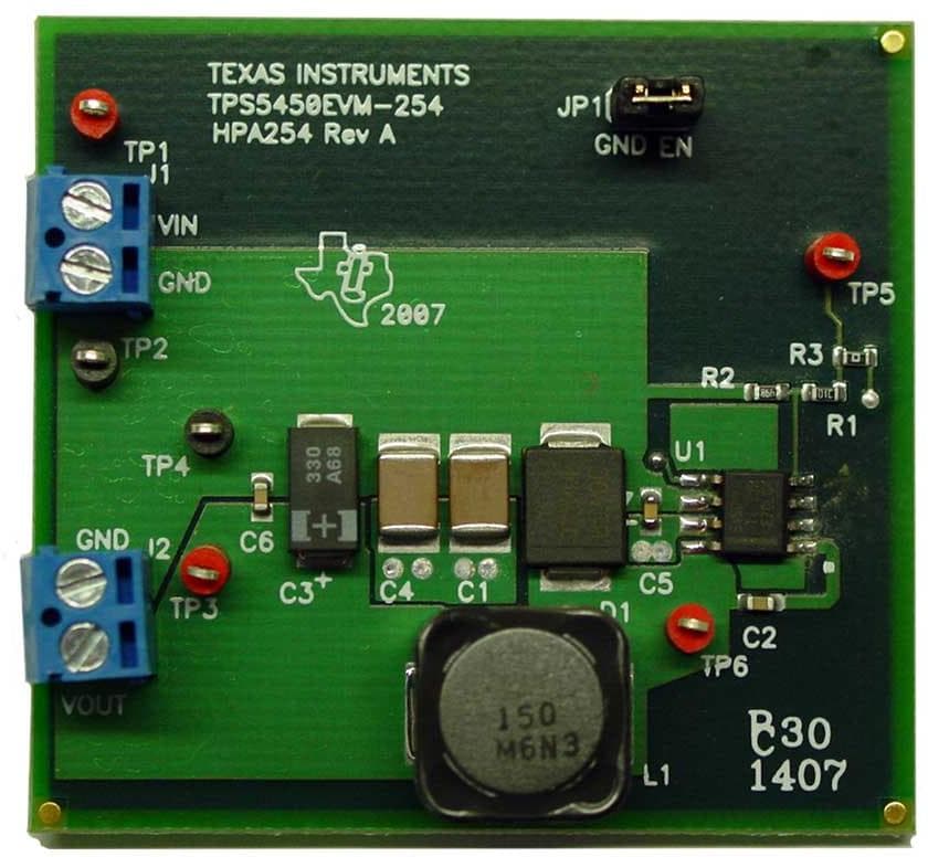 TPS5450EVM-254, Evaluation Board for the TPS5450 SWIFT Regulator, Step-Down Converter