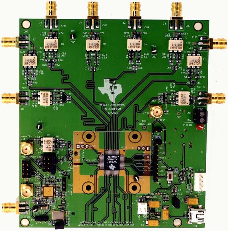 AFE5801EVM, Evaluation Module is designed for the AFE5801 ultrasound analog front-end (AFE)