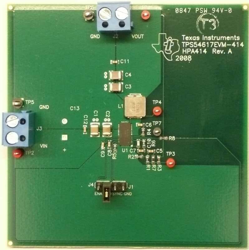 TPS54617EVM-414, Evaluation Board for the TPS54617EVM-414 6-A, SWIFT Regulator Evaluation Module