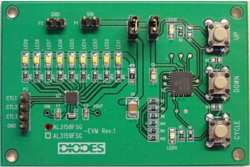 AL3158FSG-EVM Rev.1, Evaluation Module for AL3158 High Efficiency Charge Pump White LED Driver