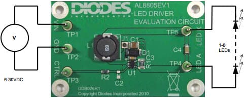 AL8805EV1, Evaluation Board based on AL8805 LED Driver