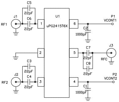 uPG2415T6X-EVAL-A, Evaluation Board based on NEC uPG2415T6X Switch