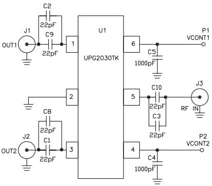 uPG2030TK-EVAL-A, Evaluation Board based on NEC uPG2030TK Switch