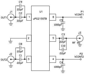 uPG2155TB-EVAL-A, Evaluation Board based on NEC uPG2155TB Switch