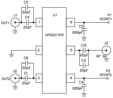 uPG2214TK-EVAL-A, Evaluation Board for evaluating the performance of the NEC uPG2214TK Switch