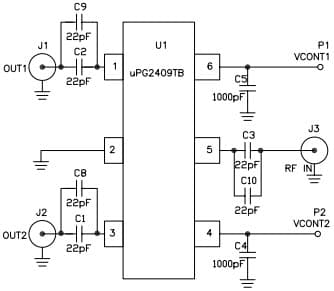 uPG2409TB-EVAL-A, Evaluation Board based on NEC uPG2409TB Switch