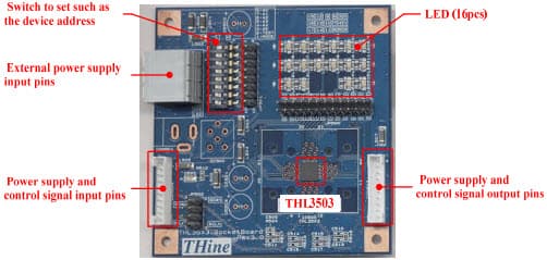 THEVAL3503, Evaluation Board based on THL3503 16-channel LED Driver with LVDS Interface