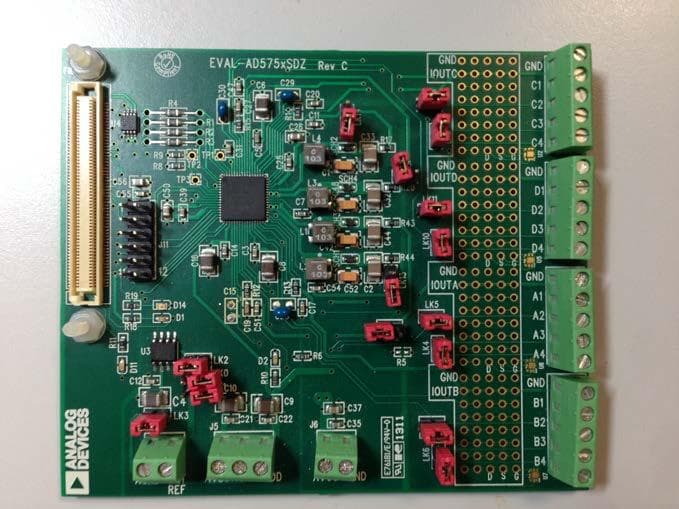 EVAL-AD5755SDZ, Evaluation Board using AD5755 Quad-Channel, 16-Bit, Serial Input, 4 mA to 20 mA, Voltage Output DAC