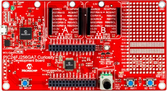 DM240016, PIC24FJ256GA7 Curiosity Development Board based on PIC24FJ256GA705 MCU