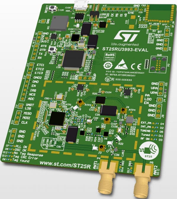 ST25RU3993-EVAL, Evaluation Board based on ST25RU3993 UHF RFID Reader