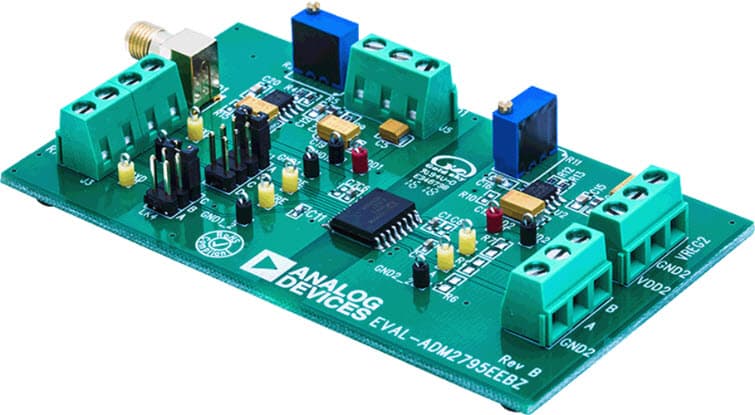 EVAL-ADM2795EEBZ, Certified Evaluation Board based on ADM2795E Robust 5kV rms Isolated RS-485 Transceiver with Level 4 DO-160G EMC, Full ±42 V Protection