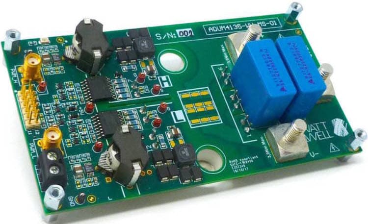 EV-MS4135PL1Z-U1, Evaluation Board for ADuM4135 Gate Driver Performance Driving APTMC120AM20CT1AG SiC Power Switches