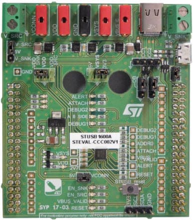 STEVAL-CCC002V1, STUSB1600A Type-C Controller Evaluation Board based on STUSB1600A