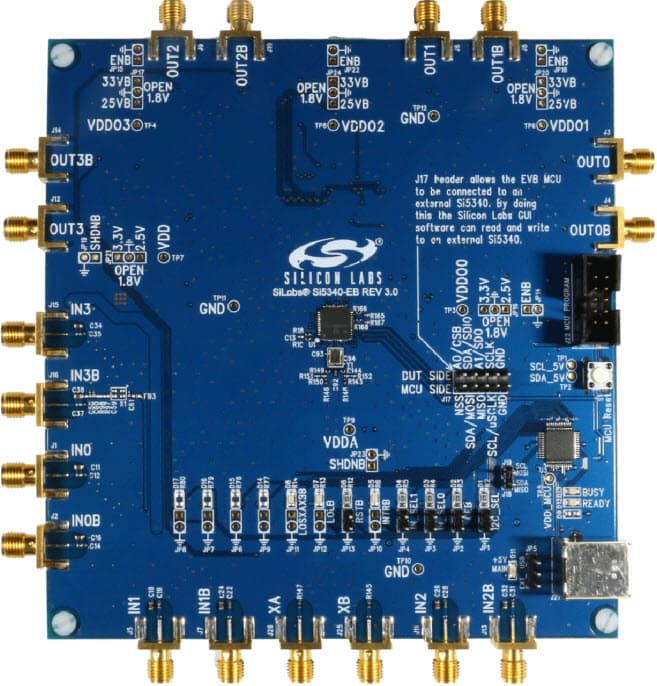 SI5340-EVB, Evaluation Board based on Si5340 Low Jitter Any-Frequency Clock Generator