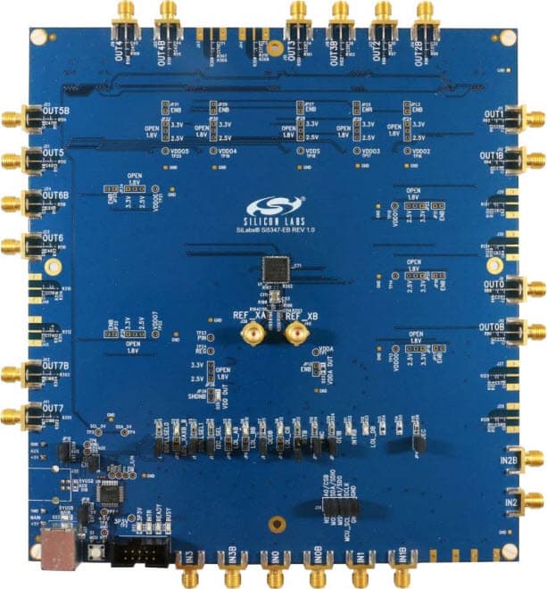 SI5347-EVB, Evaluation Board based on Si5347 Quad, Any-Frequency, Jitter Attenuating Clock Multiplier