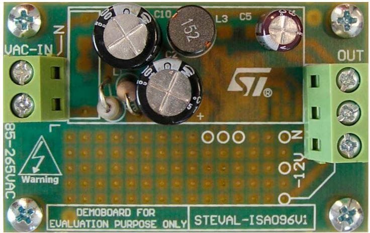 STEVAL-ISA096V1, Demonstration Board using Viper06 auxiliary power supply in buck-boost topology