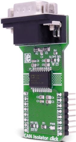 MIKROE-2627, CAN Isolator CLICK Board based on ADM3053 Signal Power Isolated CAN Transceiver with Integrated Isolated DC-DC Converter