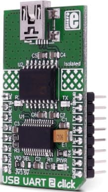 MIKROE-2674, USB UART 2 CLICK Board based on ADUM4160BRWZ USB Port Isolator