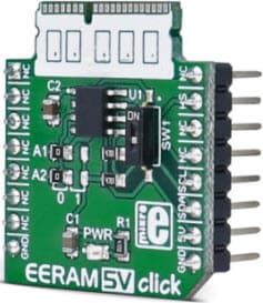 MIKROE-2729, EERAM 5V CLICK Board based on 47C16 EERAM and 16 Kbit SRAM with EEPROM Backup