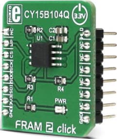 MIKROE-2768, FRAM 2 CLICK Board based on CY15B104Q 4-Mbit (512K x 8) Serial FRAM