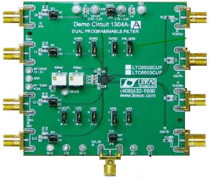 DC1304A-A, Demo Board Dual Programmable 900kHz LP/BP Filter / ADC Driver