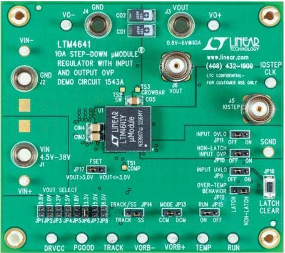 LTM4641 Demo board, 38V, 10A, Step-Down Module Regulator with Advanced Input and Load Protection