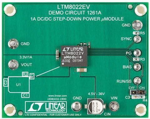 LTM8022 Demo Board, 36V, 1A Step-Down module Regulator