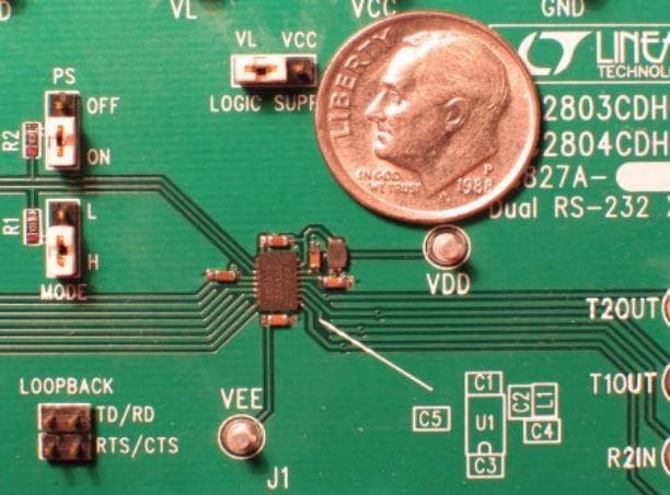 DC827A-B, Demo Board Using the LTC2804, 1.8V to 5.5V RS-232 Dual Transceiver