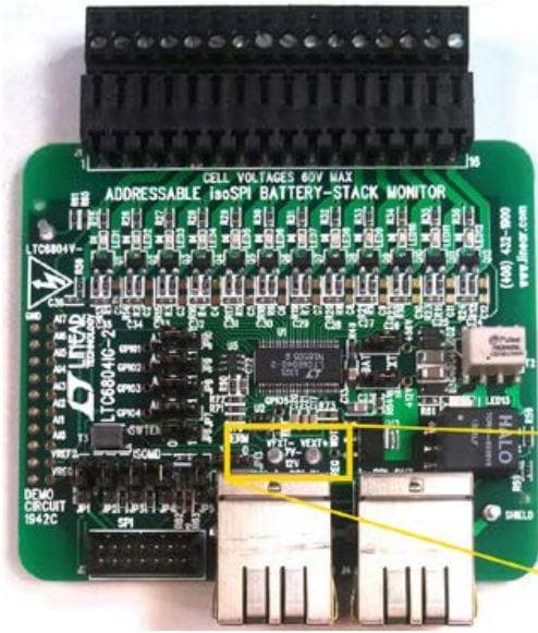 DC1942C, Demonstration Board using LTC6804HG-2 Addressable isoSPI Battery-Stack Monitor