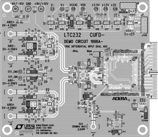 DC1996A-B, Demo Board featuring LTC2321 Dual 16-Bit,2Msps Serial, High Speed SAR ADC