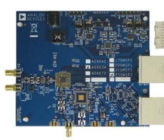 AD9642-170EBZ, Evaluation Board using AD9642BCPZ-170, 14-bit, 170 MSPS analog-to-digital converter, SPI interface for setup and control External