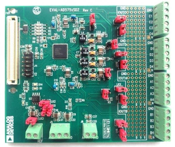 EVAL-AD5757SDZ, Evaluation Board using AD5757 Quad-Channel, 16-Bit, Serial Input, 4 mA to 20 mA, Voltage Output DAC