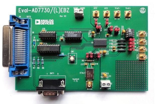 EVAL-AD7730EBZ, Evaluation Board for AD7730, 24-Bit, 1.2 KSPS, 2-CH Analog to Digital Converter