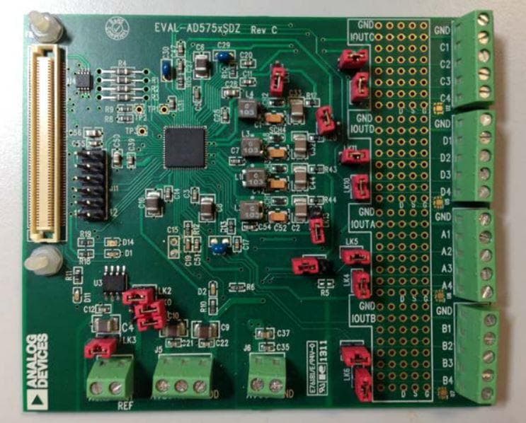 EVAL-AD5755-1SDZ, Evaluation Board using AD5755-1 Quad-Channel, 16-Bit, Serial Input, 4 mA to 20 mA, Voltage Output DAC