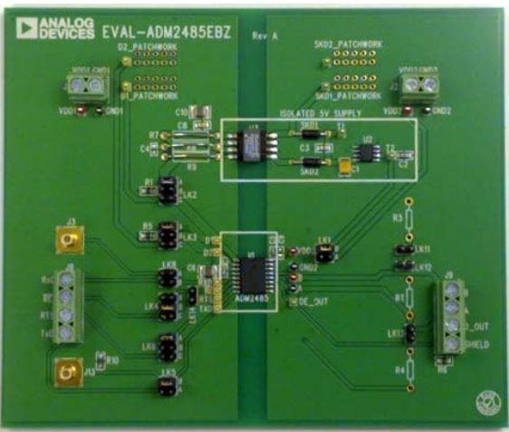 EVAL-ADM2485EB5Z, Evaluation Board for the ADM2485 Half-Duplex, Isolated RS-485 Transceiver with Transformer Driver