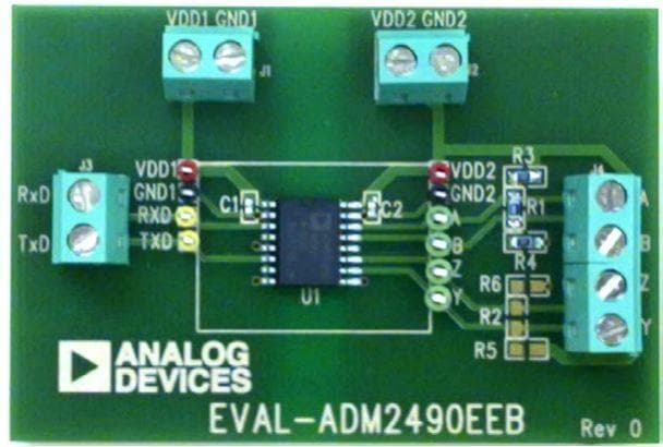 EVAL-ADM2490EEBZ, Evaluation Board for ADM2490E, 5 kV, Signal Isolated, High Speed, 16 Mbps, ESD Protected, Full Duplex, iCoupler, Isolated RS-485Transceiver