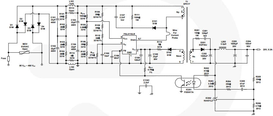 AN-4176, 1 kV SenseFET Integrated Power Switch Application Circuit