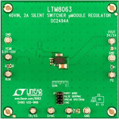 DC2494A, Demo Board based on LTM8063, 40V, 2A Step-Down Regulator