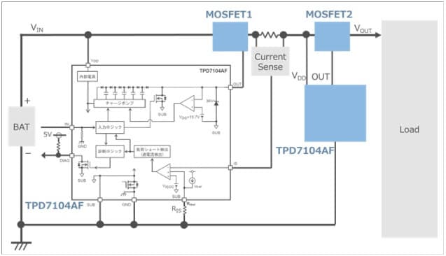 Single-Output High-Side N-Channel Power MOSFET Gate Driver Application and Circuit of the TPD7104AF